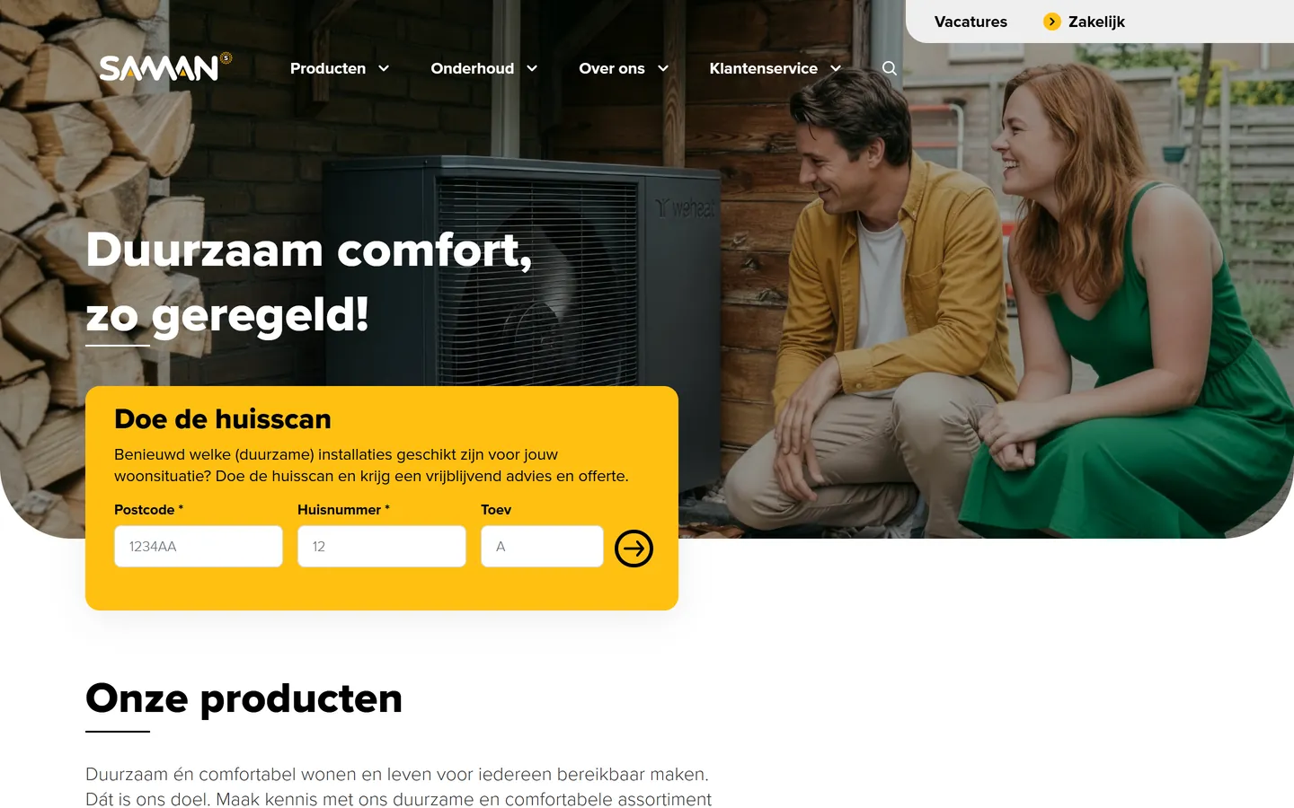 Website van Saman Groep, duurzame installaties